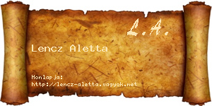 Lencz Aletta névjegykártya